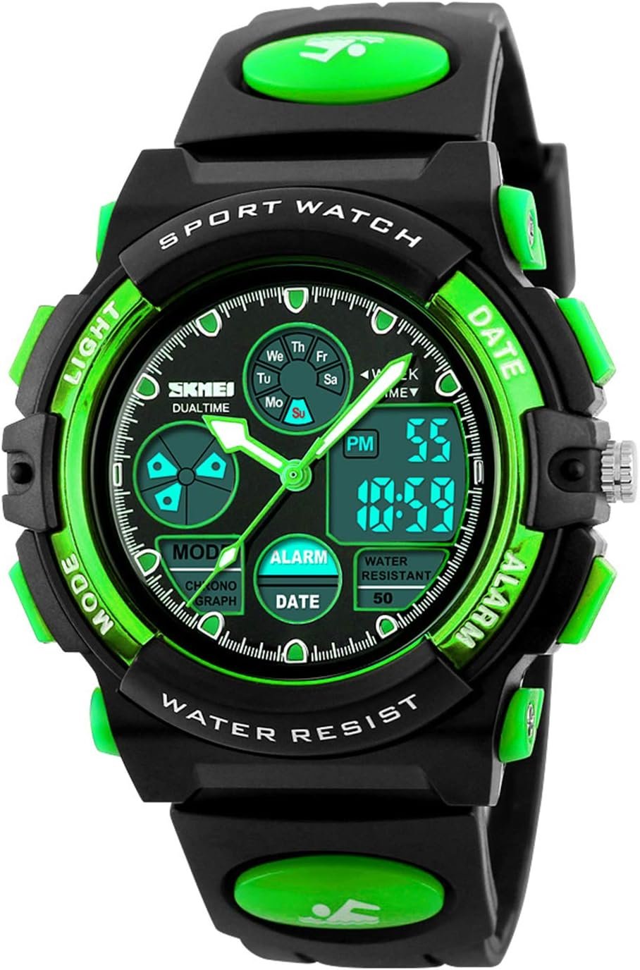 71KGTsF9cML._AC_SL1500_.jpg Dayllon Kids Digital Watch Outdoor Sports 50M Waterproof Electronic Watches Alarm Clock 12/24 H Stopwatch Calendar Boy Girl Wristwatch - Image 1